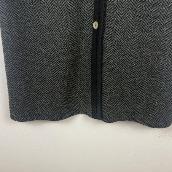 Deane & White Merino Wool Blend Gray Herringbone Long Cardigan Size Large - Picture 10 of 12